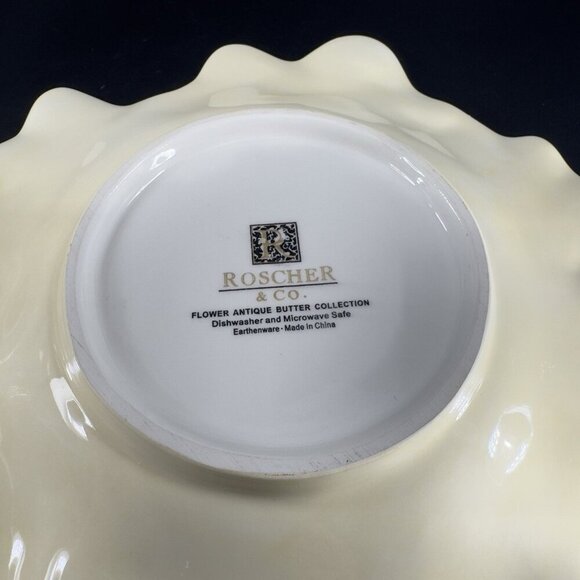 Roscher Flower Antique Butter Yellow Dish Plate 9inch Flower Shape Plate Set 3 - Picture 7 of 15